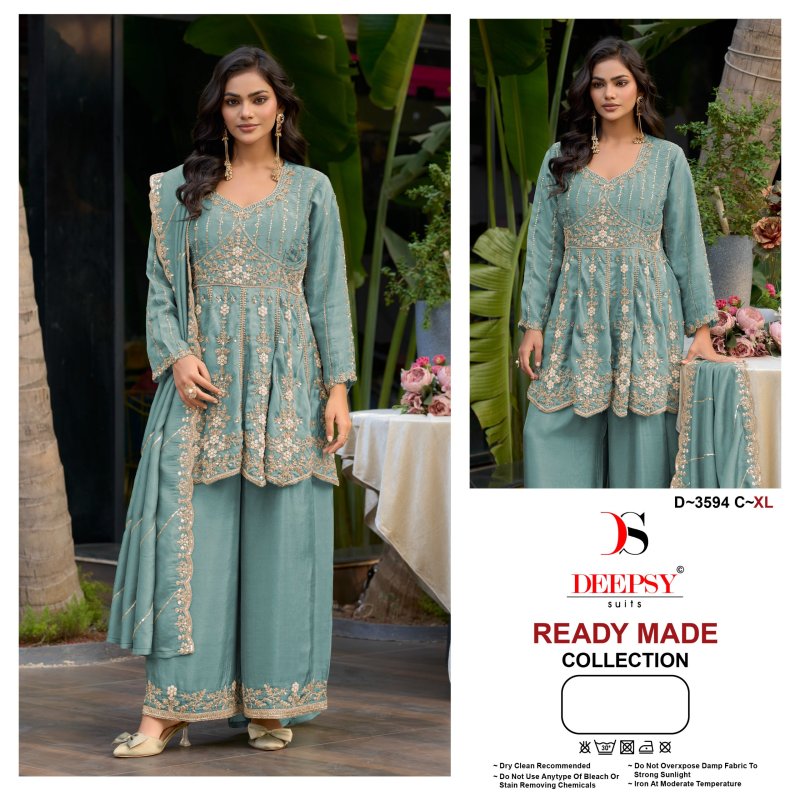 D 3594 A To D By Deepsy Viscose Tissue Silk Readymade Pakistani Suits 